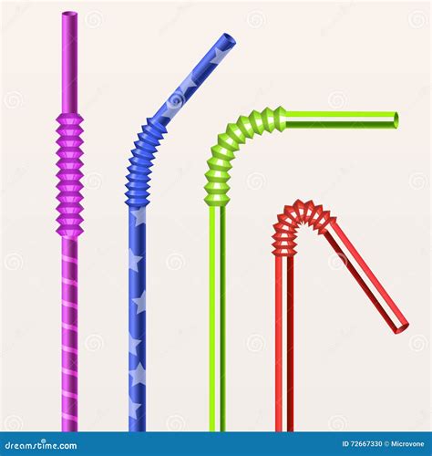 Colorful Bright Drinking Straws Vector Set Stock Vector Illustration