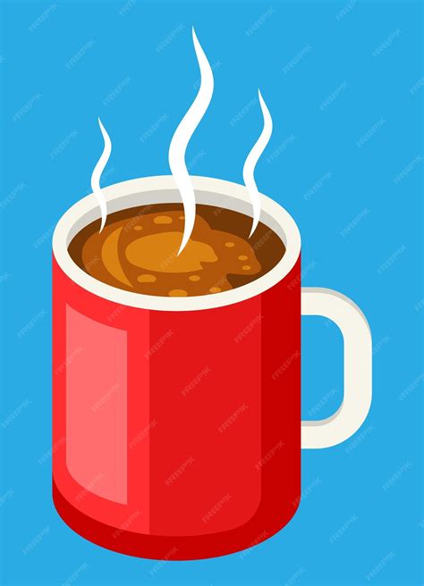 Premium Vector Red Cup Of Coffee With Steam Fresh Coffee Drink