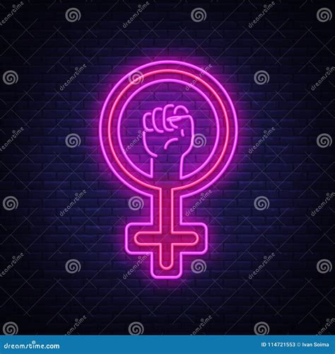 Female Gender Symbol Neon Sign Vector Feminism Night Light Symbol