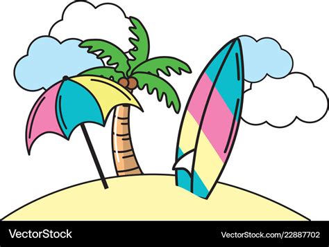 Summer Beach Cartoon Royalty Free Vector Image