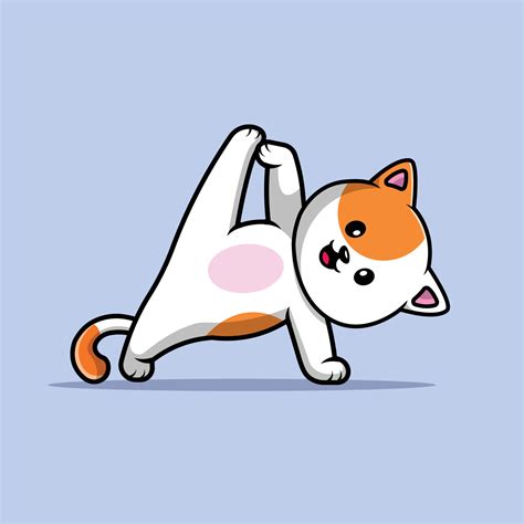 Cute Cat Yoga Cartoon Vector Icon Illustration Animal Sport Icon