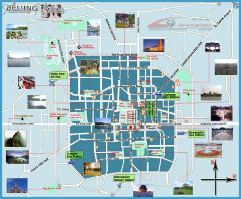 Beijing Map Tourist Attractions - TravelsFinders.Com