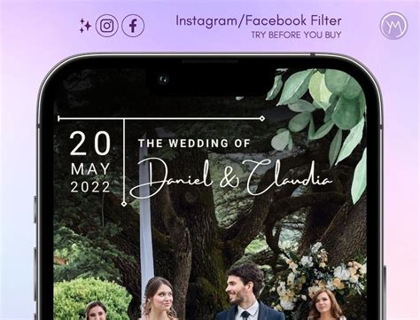 Greenery Wedding Filter Custom Wedding Instagram Filter Etsy