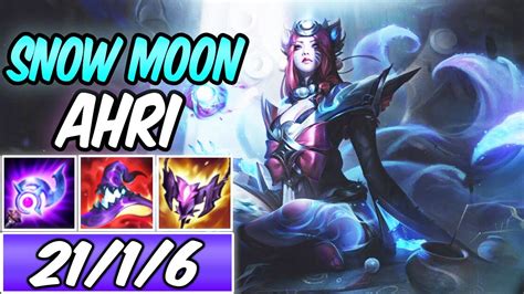 Snow Moon Ahri Mid Gameplay Full Ap Build Runes League Of Legends