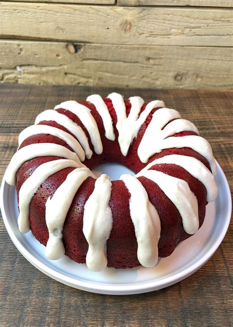 Red Velvet Bundt Cake With Cinnamon Cream Cheese Glaze Recipe Girl