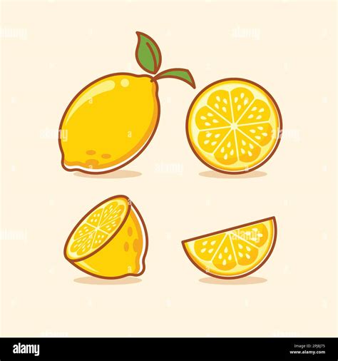Yellow Lemon Cartoon Lemon Is A Fruit That Has High Vitamin C Stock