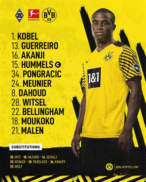 Borussia Dortmund On Twitter Bvb Starting Xi Vs Gladbach