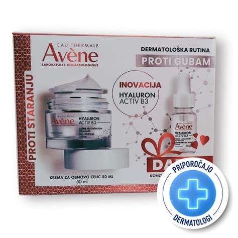 Avene Hyaluron Activ B3 Anti Age Paket Nego Obraza Krema In Serum 50 Ml 10 Ml