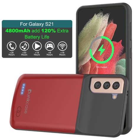 Punkjuice S21 Battery Case Red Portable Charging Power Juice Bank Wi