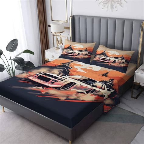 Zcsm Jdm Car Sheets Twin Sheet Set Japanese Race Car Bed