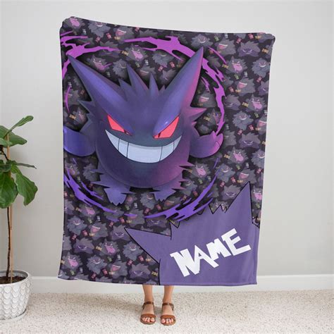 Personalized Name Pkm Gengar Blanket Gengar Blanket Pkm Anime Blanket