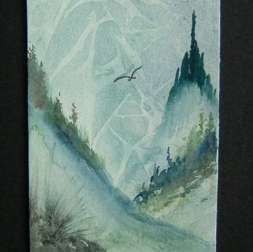 Aceo Art Painting Alpine Landscape Ref Folksy