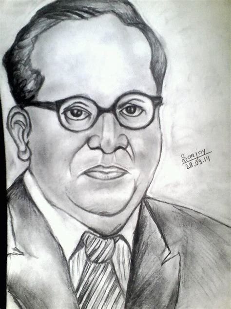 Pencil Sketch of Dr. B. R. Ambedkar - Desi Painters