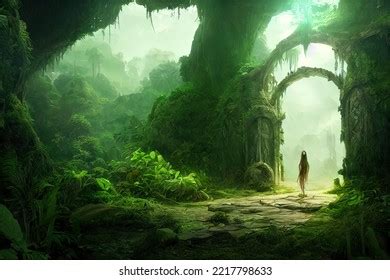 Fantasy Concept Showing Ancient Dimensional Portal Stock Illustration ...