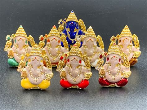 Lord Vinayaka Ganesha Idol Puja Idol Ganapathy Gold Ganesha Enamel