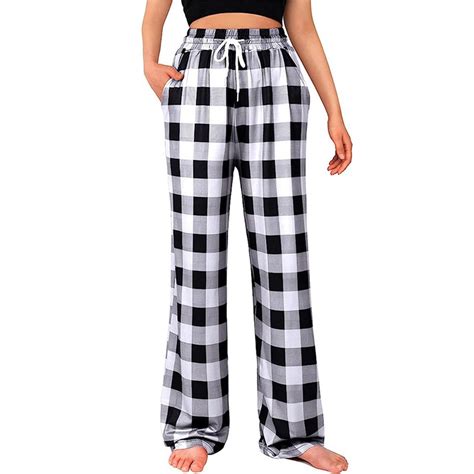 Owordtank Plaid Loungewear Pants For Women Wide Leg Pajamas Pants