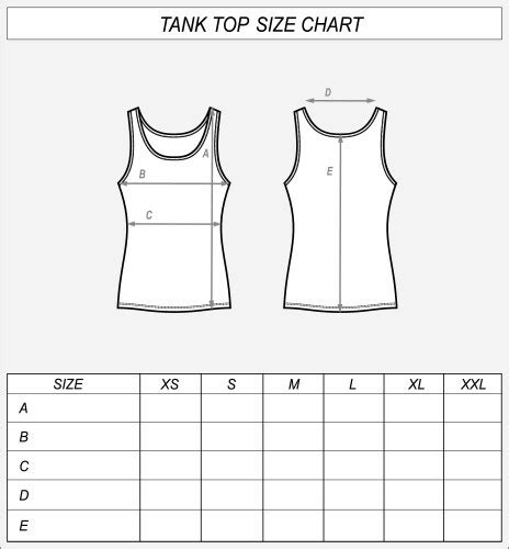 Tank Top Size Chart Singlet Front And Back Vector Image