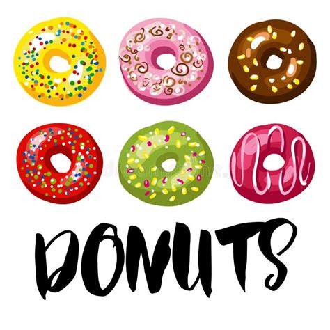 Set Of Tasty Donuts Vector Illustration Stock Vector Illustration Of Group Delicious 81244811