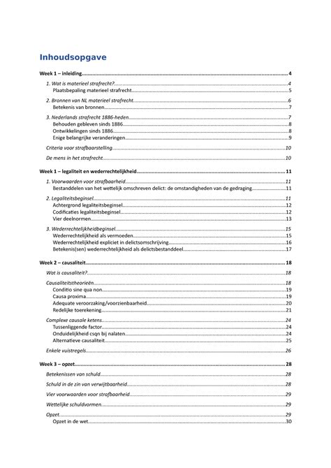 Hc Materieel Strafrecht Inhoudsopgave Week Studeersnel