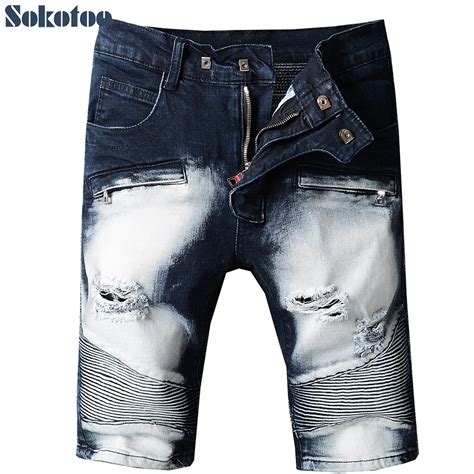 Aliexpress Buy Sokotoo Men S Summer Holes Ripped Shorts Casual