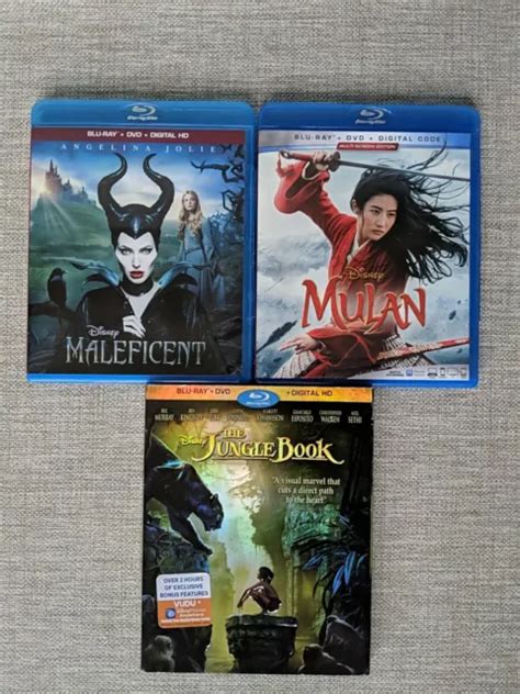 DISNEY BLU RAY MOVIE Lot Bundle Mulan Jungle Book Maleficent 12 98