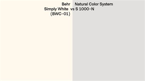 Behr Simply White Bwc Vs Natural Color System S N Side By