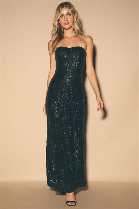 Sexy Black Sequin Dress Strapless Maxi Dress Sequin Maxi Lulus