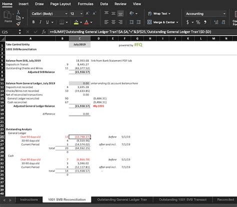 General Ledger Reconciliation Template Database