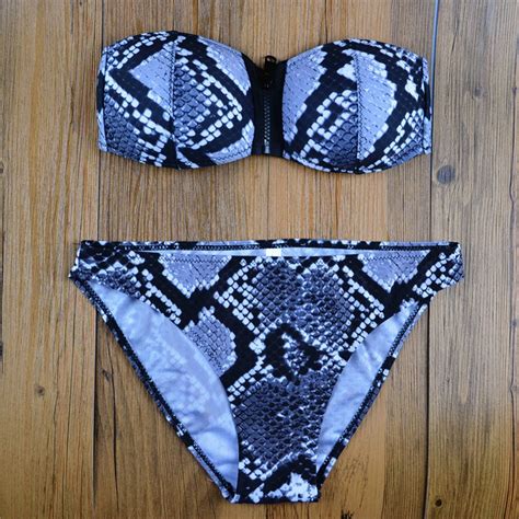 Women Ladies Printed Bandeau Bikini Girls Padded Push Up Bikini Set