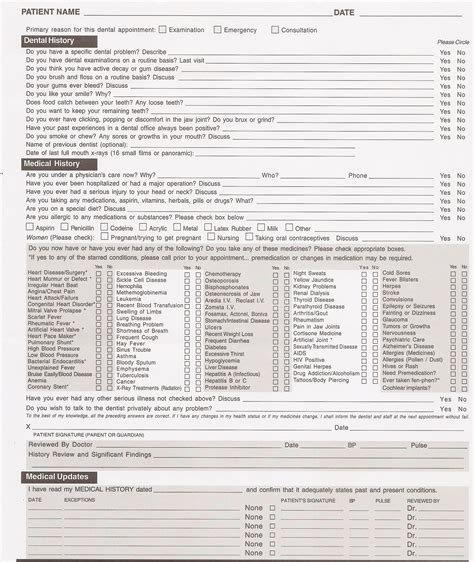 Medical History Form Templates Free Printable