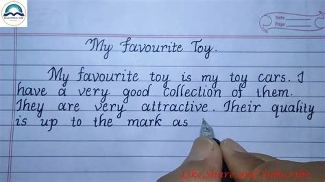 Paragraph On My Favourite Toy Essay Writing Handwriting English