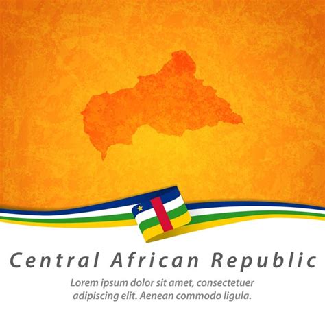 Bandera de república centroafricana con mapa central Vector Premium