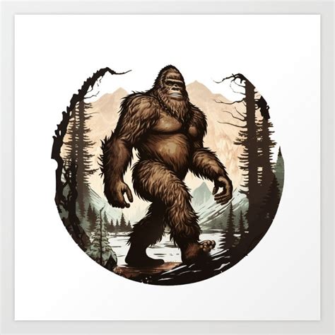 Bigfoot Sasquatch Art Print By Bigfootforpresident Bigfoot Drawing