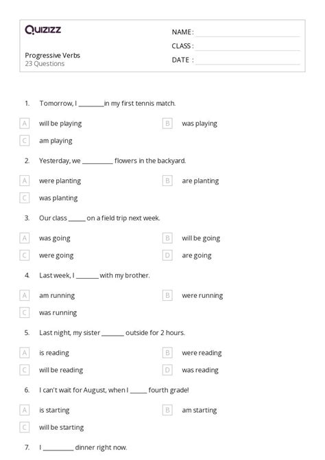 Verbs Worksheets For Th Grade On Quizizz Free Printable