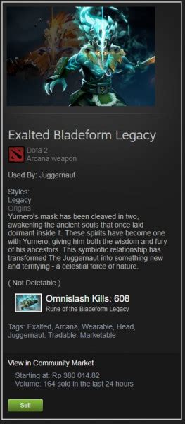 Beli Item Ready Trade Exalted Bladeform Legacy Arcana Juggernaut Dota