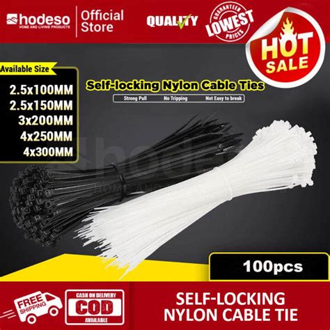 Hodeso Pcs Self Locking Plastic Nylon Cable Tie Industrial Wire Tie