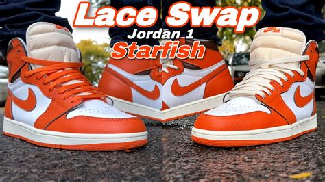 Wmns Air Jordan 1 High OG Starfish Lace Swap On Feet YouTube