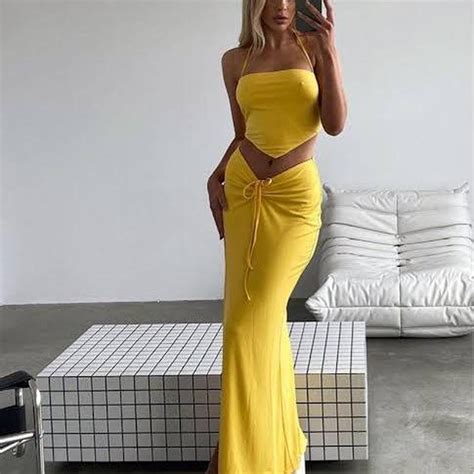 Yellow Two Piece Set Depop