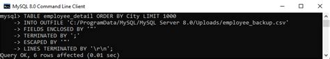 Mysql Export Table To Csv Javatpoint