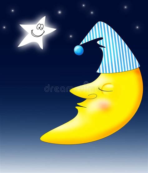 Sleeping Moon Clip-Art Illustration