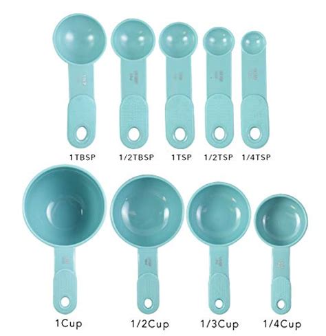 Kitchenaid 9 Piece Measuring Cups And Spoons Set Of 9 Aqua Sky