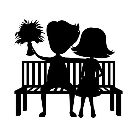 Couple Sitting On A Bench Silhouette Vector Images Over 130