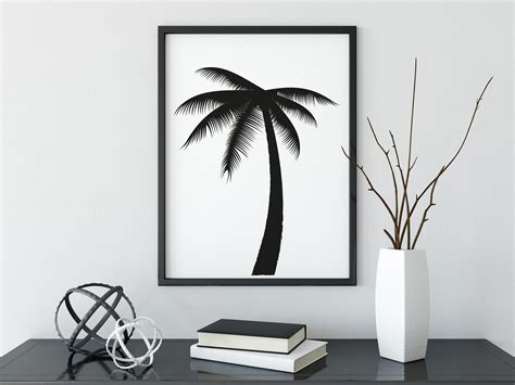 Palm Tree Print Wall Art Palm Tree Wall Art Black And White Etsy