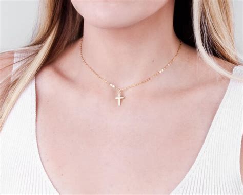 Cross Choker Necklace Cross Necklace Dainty Cross Choker Etsy