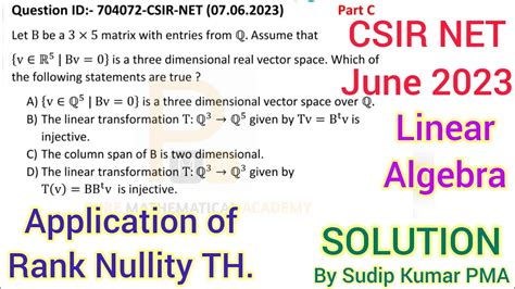 Csir Net June Linear Algebra Solution Part C Question Id