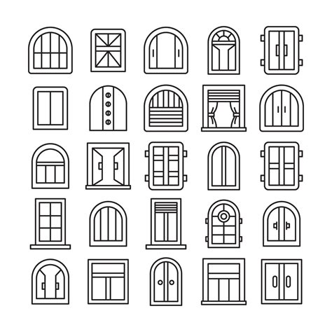 window frame design line icons 6798360 Vector Art at Vecteezy