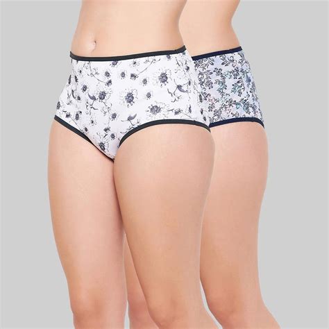 Buy Clovia Cotton High Waist Floral Print Hipster Panty Multi Color Pack Of 2 Online