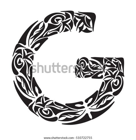 Polynesian Tattoo Initials Boho Capital Letter Stock Vector Royalty