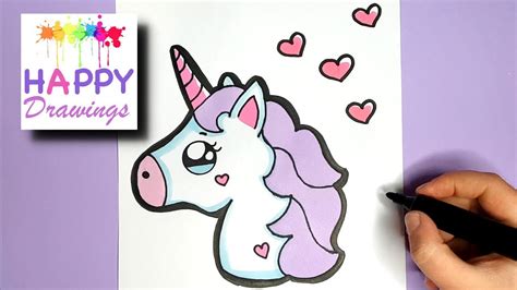 HOW TO DRAW CUTE CARTOON UNICORN EMOJI - HAPPY DRAWINGS