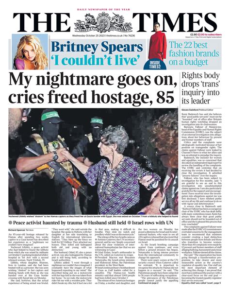 Times Front Page 25th Of October 2023 Tomorrows Papers Today